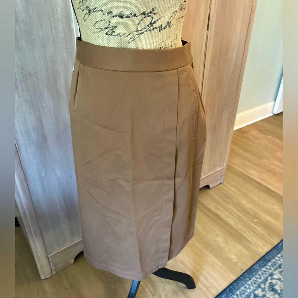 VTG Lacoste camel tan brown cotton midi skirt preppy classic CBK